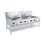 thumbnail of Combisteel gas woktafel met 5 branders en onderstel 2000x900x750mm