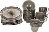 thumbnail of Mäser Prospero 18tlg Frühstücksset Porzellan braun Relief Platten Schalen Becher