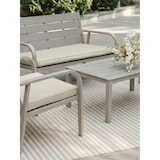 thumbnail of Gartenmöbel-Set mit Sofa, 2 Sesseln und Tisch aus Metall und Polyethylen in Holzoptik mit Kissen, ideal für Terrasse und Garten - MATERA - Champagner