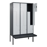 thumbnail of C+P Z-Spind Classic PLUS, Kunststoff schwebende Sitzbank, 6 Abteile, HxBxT 212x120x82cm, Zylinderschloss, Anthrazit/Hellgrau von PROREGAL