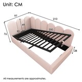 thumbnail of Polsterbett 90x200 mit hydraulischem Stauraum und verspieltem Gitter-Design – Samtbezug, praktischer Stauraum unter dem Lattenrost, Rosa