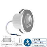 thumbnail of 3 Watt Mini LED Einbauleuchte Einbaustrahler Einbauspot Spot 3000K Warmweiß 240 Lumen 230V Anschluss Schutzart IP54 Silber