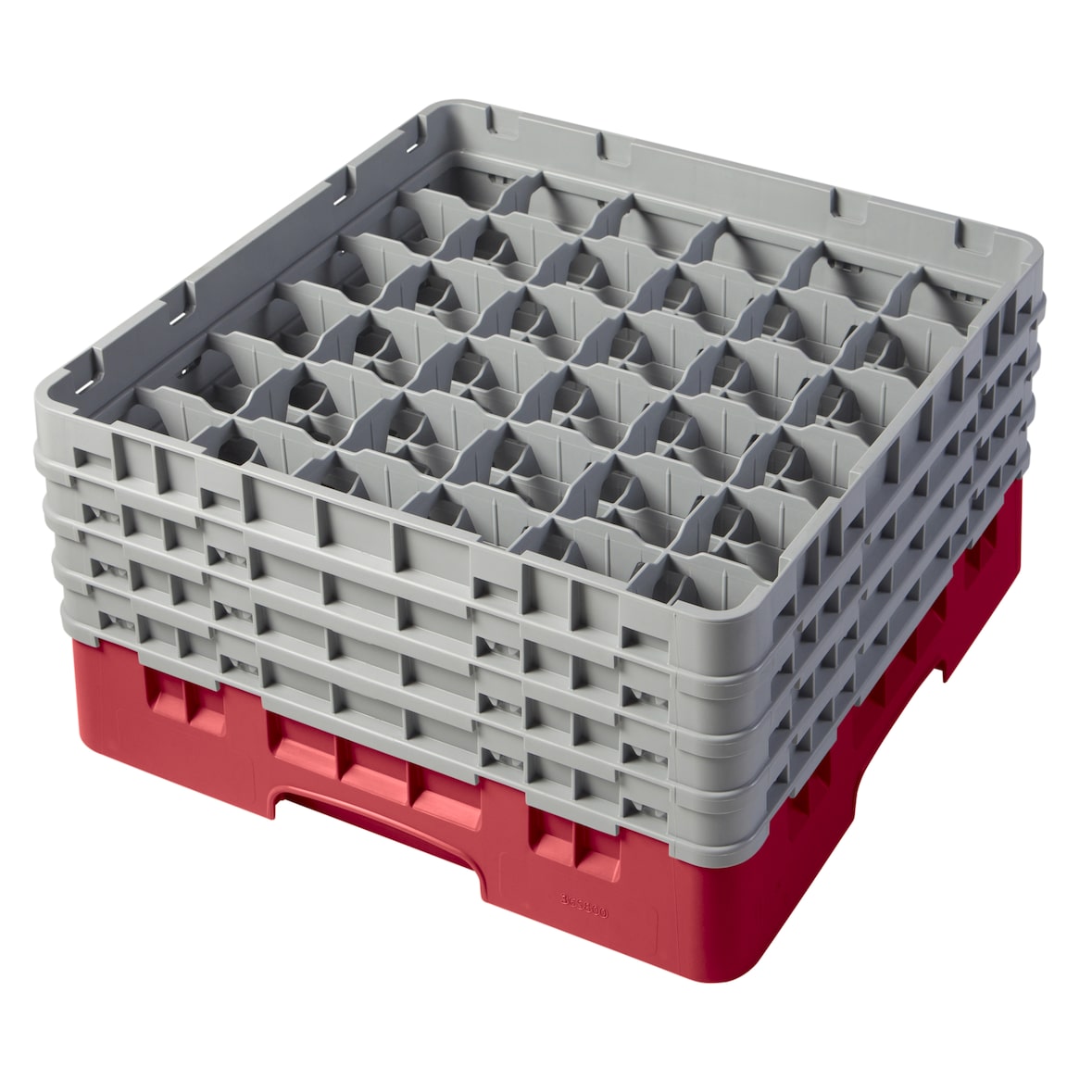 CAMBRO - 36S800-163 - Cesta de lavado 36 comp. 4 alturas - 7,2 cm Ø máx. - alt. máx. 21,7 cm - 50 x 50 x 26,7 cm - Rojo