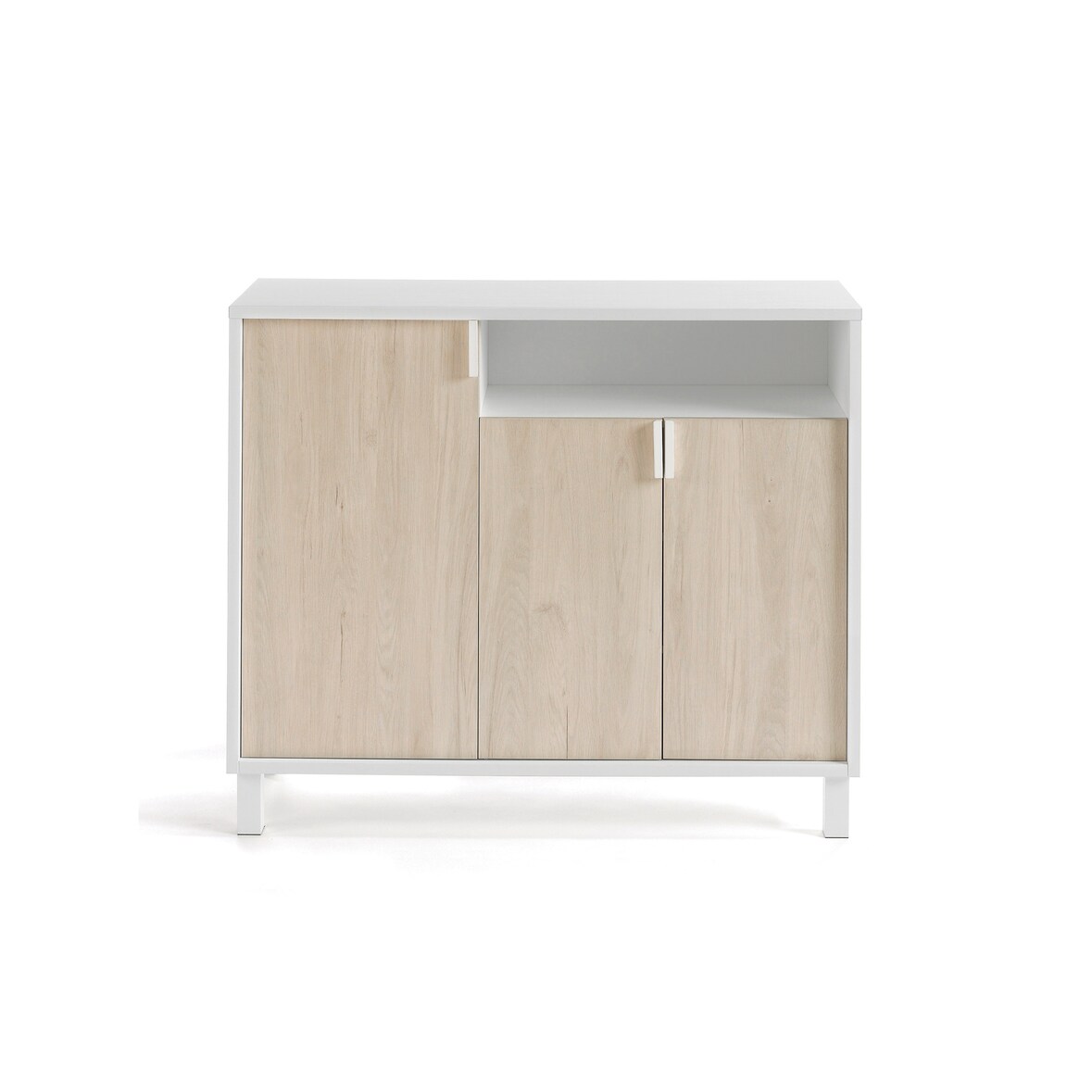 Zapatero 520 de HERDASA modelo MILANO, blanco con puertas roble.