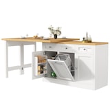 thumbnail of Bartische MDF Weiß 120-200x40x76 cm ausziehbar mit Schublade, Türfach und herausziehbarem Abfallbereich