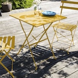 thumbnail of Table de jardin pliante bistrot en acier jaune - Oviala