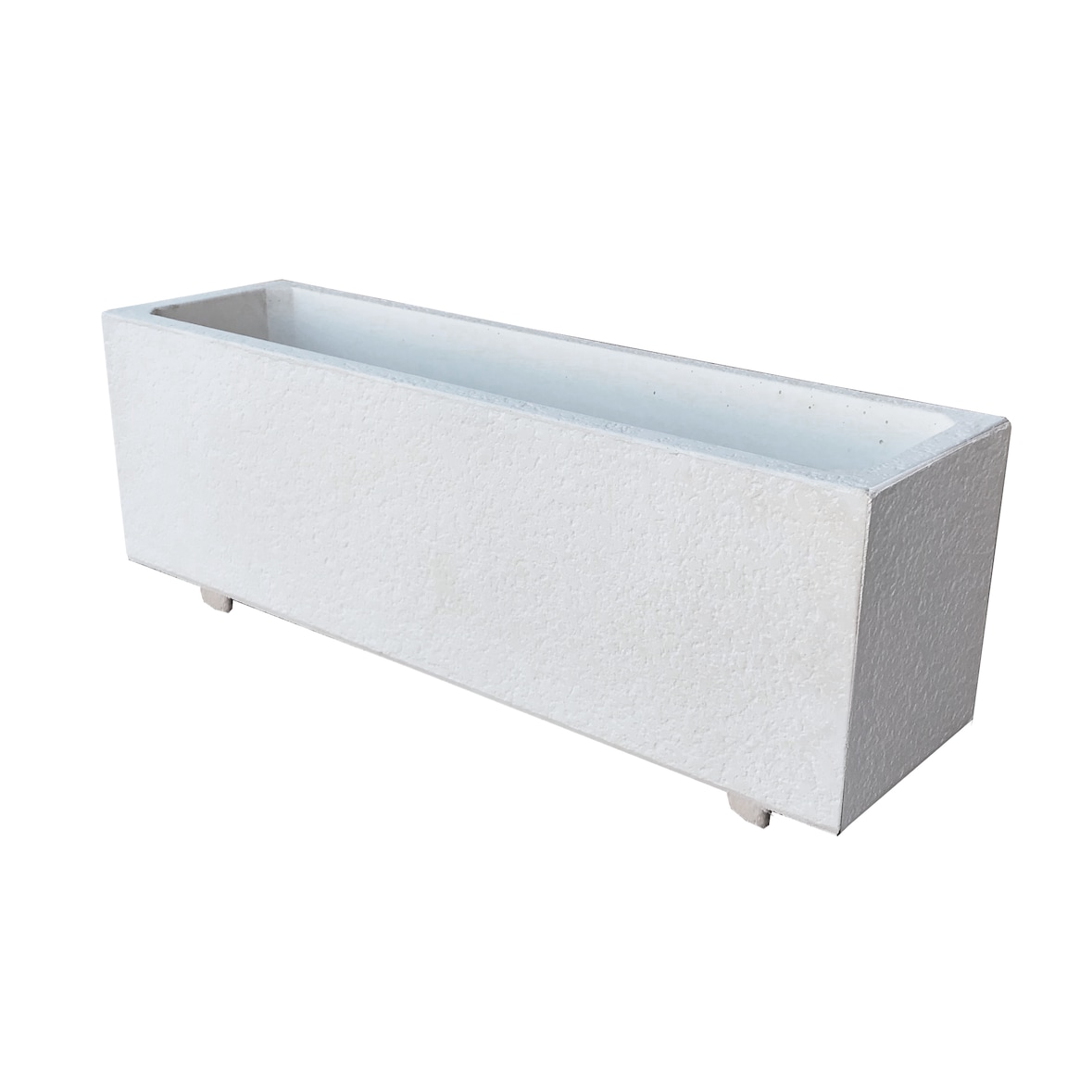 Macetero de cemento, pintado de blanco - 90x25x28cm