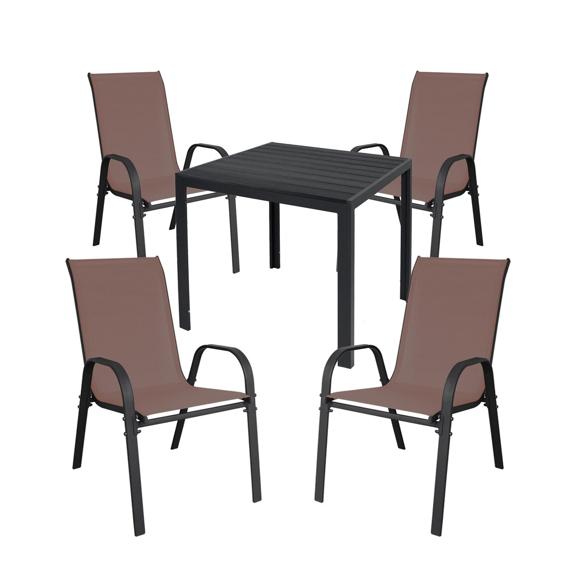 Gartengarnitur Sitzgarnitur 5-teilig L90xB90xH74cm Non-Wood Anthrazit