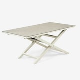 thumbnail of Mesa lateral de vidro temperado, elevável, Alumínio, branco envelhecido, 140x80x29/64cm