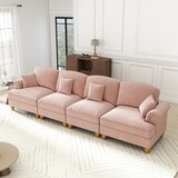 thumbnail of 4-Sitzer Sofa Rosa 83x350x93 cm Chenille im Mid-Century-Stil mit abnehmbarem Rüschenfaltenrock – Modular & flexibel