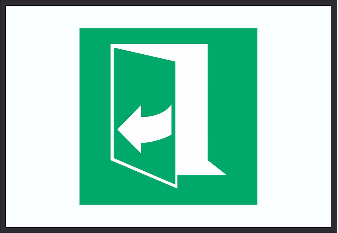 Tür öffnet durch Ziehen auf der rechten Seite Symbol A3 Rückseite selbstklebend Schild