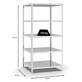 thumbnail of PROREGAL Fachbodenregal Schraubsystem | Grundregal | HxBxT 200x100x80cm | 5 Ebenen | Fachlast 350 kg | Beidseitig nutzbar | Lichtgrau