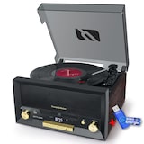 thumbnail of Système Chaîne Hifi CD 20W vintage avec platine Vinyle - CD/FM/USB/AUX - 33/45/78 tours+clé USB 32Go