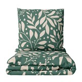 thumbnail of Bettwäsche Set 155x220 cm Baumwolle Jersey Dunkelgrün Beige Geblümt mit Reißverschluss, 4 teilig