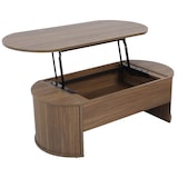thumbnail of Table basse ovale avec plateau relevable effet bois foncé