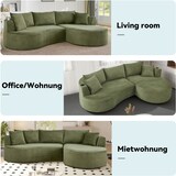 thumbnail of Merax Sofa set, 2-Sitzer + Linke Chaiselongue, mit Getränkehalter & Kissen, Bogenförmiges Design, Cordstoff, Grün