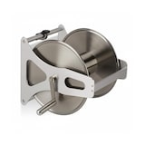 thumbnail of Relaxdays Schlauchtrommel Metall, Schlauchaufroller leer, Edelstahl & Aluminium, Boden & Wand, 30,5x45x36,5 cm, silber