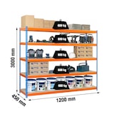 thumbnail of SimonRack Industrieregal, 3000x1200x450 mm, 600 kg am Biegepunkt, 5 Holzböden, Garagenregal, Blau/Orange/Holz- Simonforte