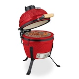 thumbnail of Relaxdays Kamado Grill, Ø 32 cm, Keramikgrill mit Thermometer bis 450°C, BBQ, Grillen, Kochen & Backen, Smoker, rot