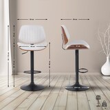 thumbnail of Barhocker LOSAN - Stoff Walnuss/creme 50x50x94 cm Beige Dunkelbraun Schwarz | Barstuhl Höhenverstellbar Mit Lehne Drehbar Tresenhocker Tresenstuhl