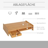 thumbnail of Monitorständer aus Bambus 49x26x12 cm Natur mit Schublade und Ablagefach Schreibtisch Organizer, stabile Erhöhung bis 10 kg