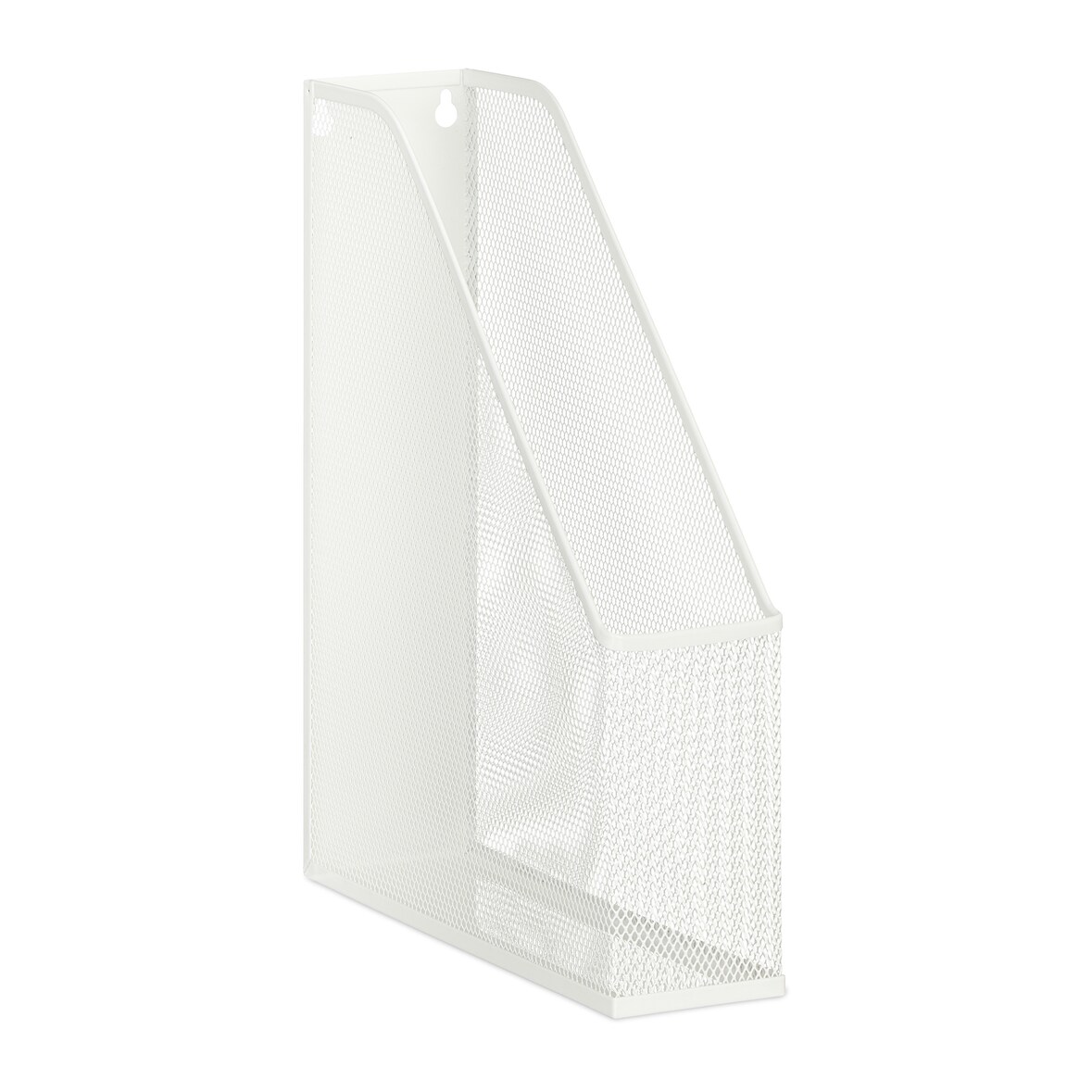 Relaxdays Stehsammler Metall, DIN A4, HBT: 31,5x7x25 cm, stabiler Stehordner, Mesh Design, für Büro & Home Office, weiß