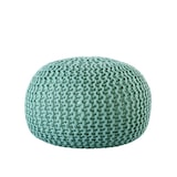 thumbnail of PREMIUM Sitzhocker Pouf  ø 45cm  Strickpouf Indoor u. Outdoor - pflegeleicht & nachhaltig : mint - ocean wave