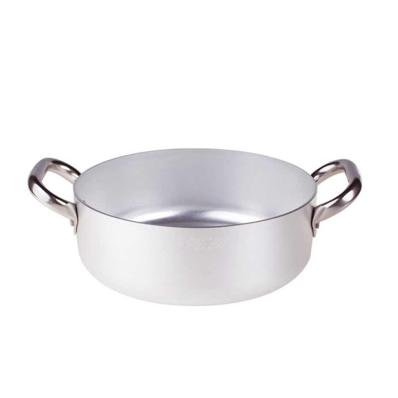 Pentole Agnelli casseruola bassa ø 26 professionale, in alluminio puro, 2 manici inox