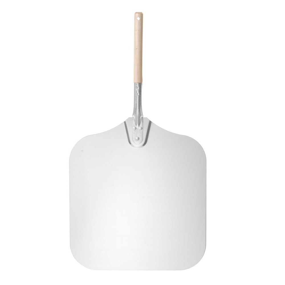 Pala para pizza Hendi cuadrada con mango corto fabricada en madera y aluminio