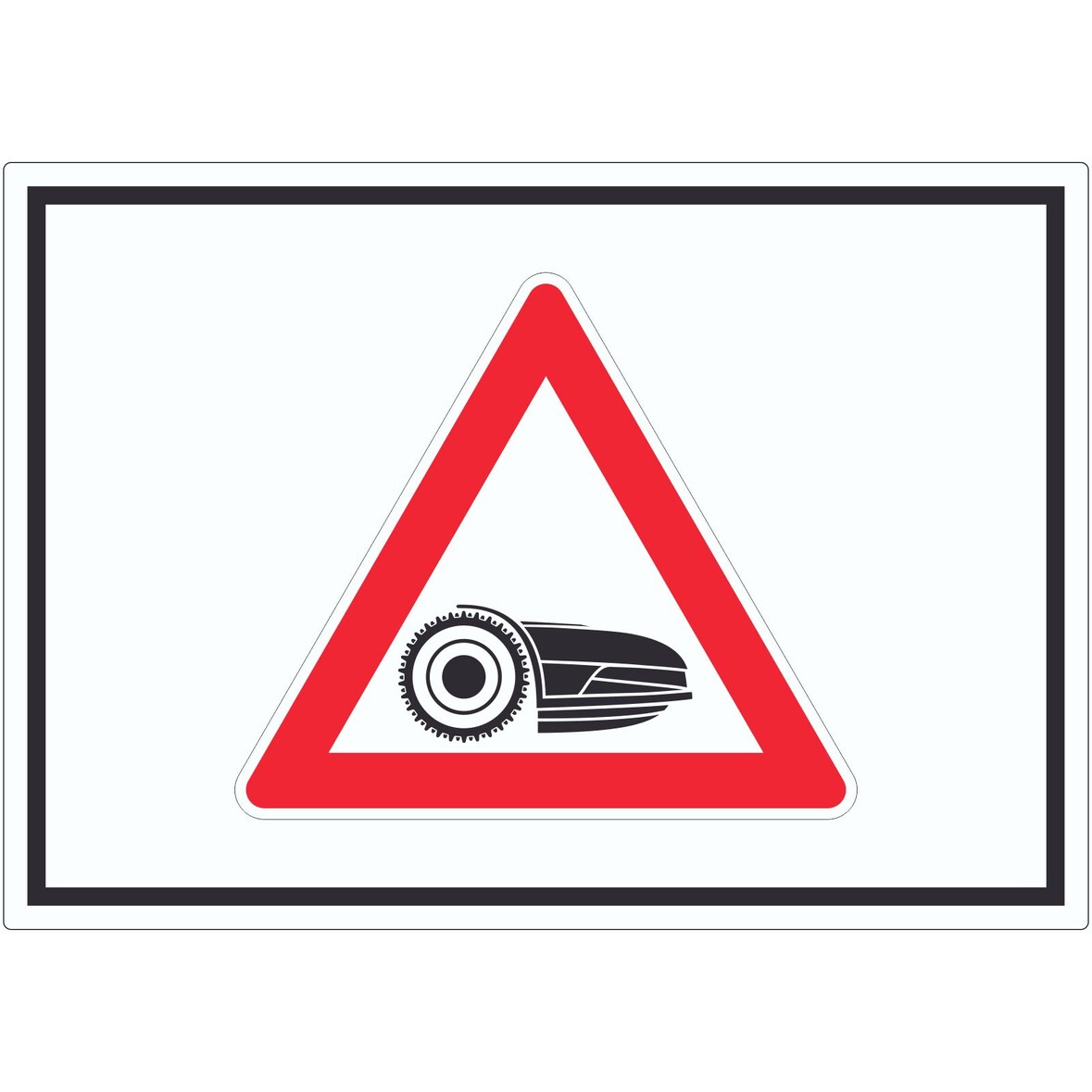 Achtung Mähroboter mit Symbol Aufkleber A8 (52x74mm)