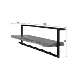 thumbnail of KAWOLA Garderobe NEREA Akazie Metall Hutablage mit Baumkante 6 Haken schwarz