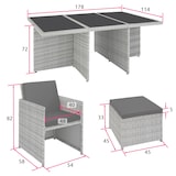 thumbnail of TECTAKE Conjunto de jardín de 11 piezas de polirratán y aluminio, cojines de 5cm, funda protectora, gris claro