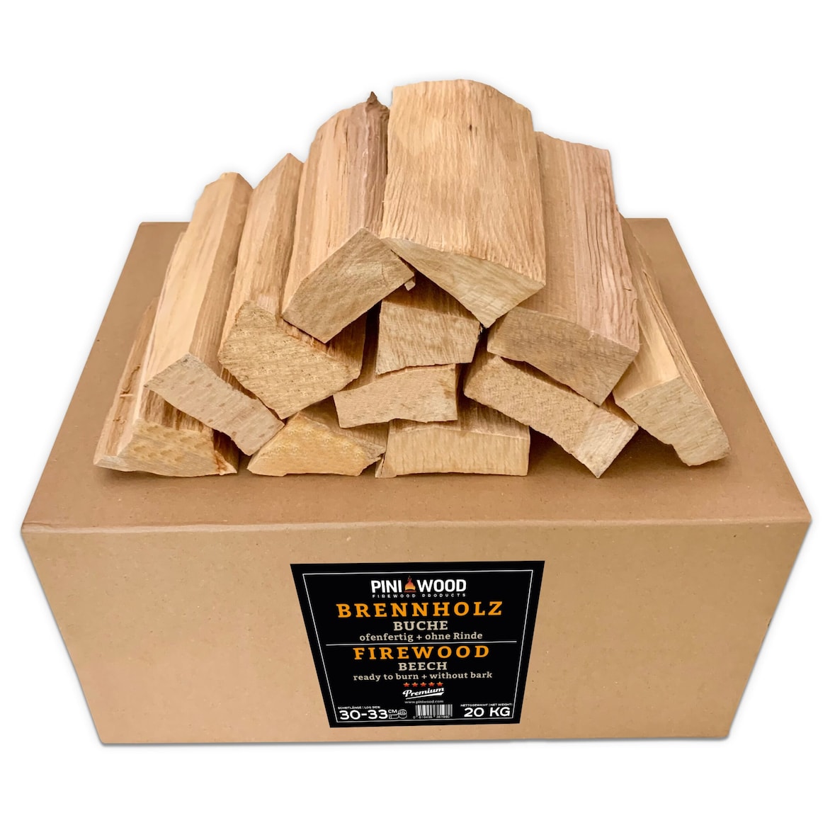 PINI 20 kg legna da ardere SENZA CORTECCIA faggio 30-33 cm griglia a legna per forno pizza griglia affumicatore camino braciere