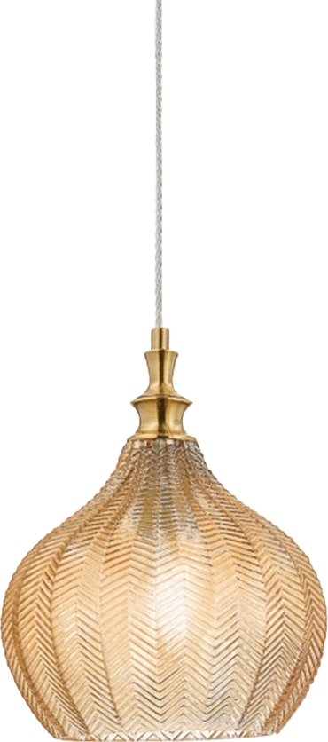 Cleofe S/11 Amber Pendelleuchte – Messinggestell mit Klarglas, 1xE27, max. 60 W, IP20 – Gealuce