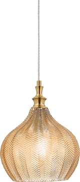 thumbnail of Cleofe S/11 Amber Pendelleuchte – Messinggestell mit Klarglas, 1xE27, max. 60 W, IP20 – Gealuce
