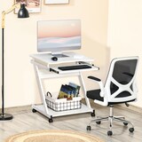 thumbnail of Tavolo Scrivania Porta PC Piano Tastiera a Scomparsa e 4 Ruote, Bianco