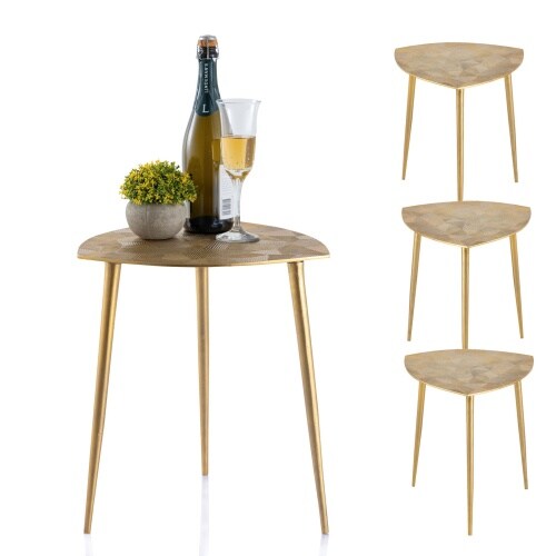 Beistelltisch 4-teilig Metall Dekotisch Alster 40x45x40 cm dreieckig klass. Design silber o. gold : gold