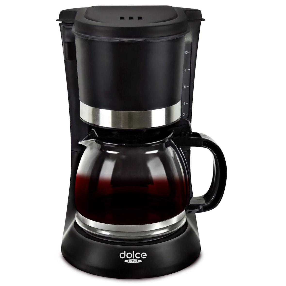 Cafetière 1,2L - 8-12 Tasses 900W - Dolce Casa DC-CAF-8-12-N - Filtre amovible - Fonction maintien au chaud - Noir Mat