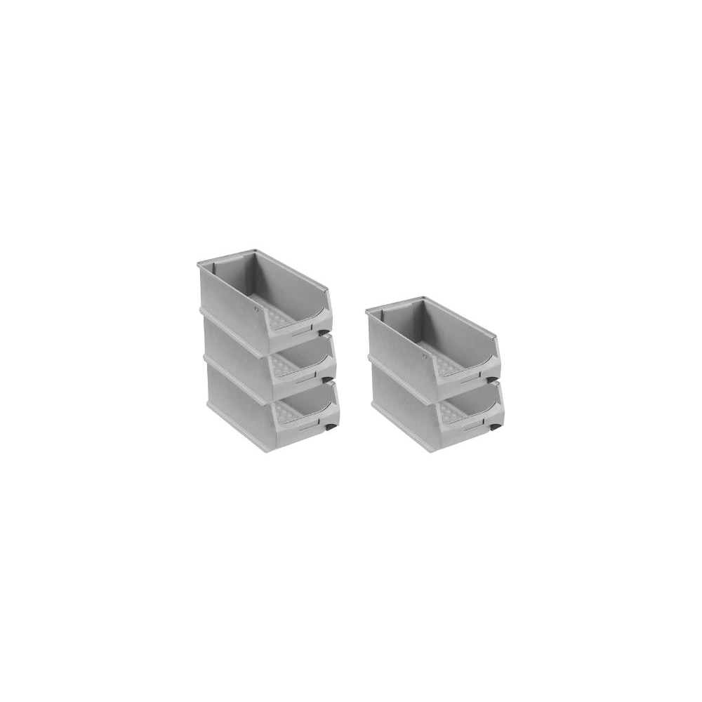 PROREGAL 5x Graue Sichtlagerbox 4.0 | HxBxT 15x20x35cm | 7,2 Liter | Sichtlagerbehälter, Sichtlagerkasten, Sichtlagerkastensortiment