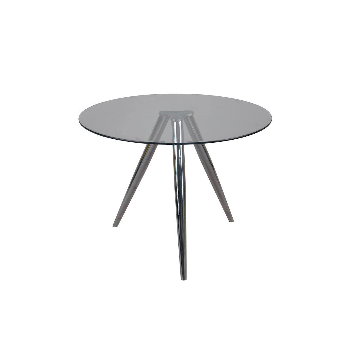 SalesFever Bistro eettafel rond Ø 100 cm | tafelblad glas | onderstel chroom | B 100 x D 100 x H 75 cm | transparant chroom