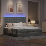 thumbnail of vidaXL Ottoman-Bett mit Matratze & LEDs Hellgrau 160x200 cm Stoff