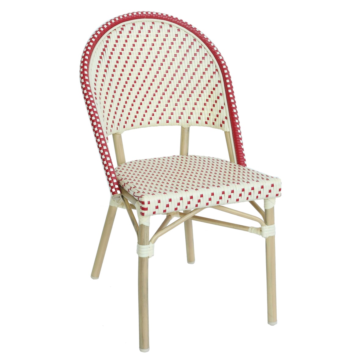 Chaise de terrasse bistrot parisien en aluminium et rotin rouge