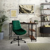 thumbnail of Bürostuhl, Grün, Sitzfläche aus Samt, Metallgestell, Polsterstuhl mit Rückenlehne, höhenverstellbar, 360° Drehstuhl mit 5 Rollen
