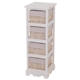 thumbnail of Scaffale cassettiera con 4 ceste shabby vintage legno di paulonia 28x25x74cm bianco