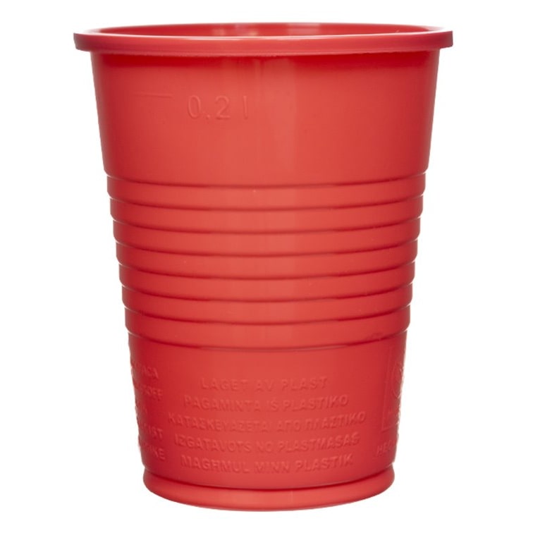 MONOUSO - Vaso de Plástico PP Reutilizable Rojo 240ml (25 Uds)