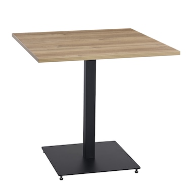 METRO PROFESSIONAL Mesa de restaurante Garrido, acero/melamina ceniza, 80 x 80 cm, marrón/negro