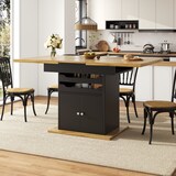 thumbnail of Esstisch Ausziehtisch Schwarz 76x140x80 cm mit Stauraum, Schubladen und Schrank, aus MDF mit Metallgriffen, platzsparend und flexibel erweiterbar