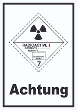 thumbnail of Schild radioaktive Stoffe Achtung Radioactive I-WEISS hochkant A0 (841x1189mm)