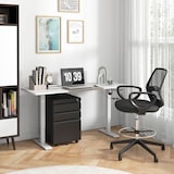 thumbnail of Rollcontainer Büroschrank Stahl Schwarz 39x48x60 cm mit 3 Schubladen und Rollen abschließbar, zentrale Verriegelung, für Büro und Home Office
