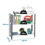 thumbnail of SimonRack Metallregal mit Schrauben 1000x800x500 mm, 3 Böden, 100 kg Biegepunkt, Anthrazit/Weiss - Comfort